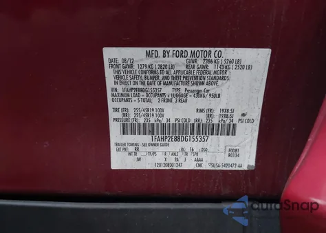 2013 Ford Taurus Sel z USA, uszkodzony, nr VIN 1FAHP2E88DG155357